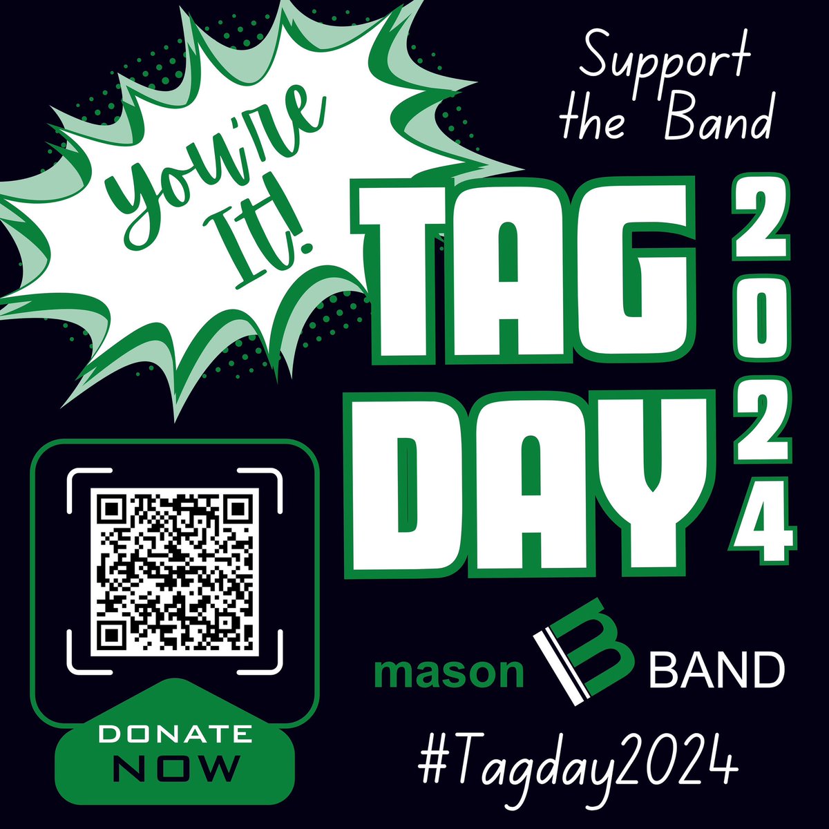 Tag Day 2024 is TODAY! Look for Mason Band students coming to your door in their Mason Band gear. Online donations: form.jotform.com/242046134768155

For over 20 years, TAG Day has been the biggest annual fundraiser for Mason Bands, &amp; we are so grateful to the incredible Mason community!