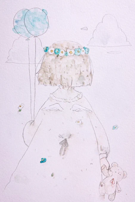 #私はこういう絵描きです見た絵描き全員参加 切なくてあったかいのを描いてます 天使とお花と風船が好き