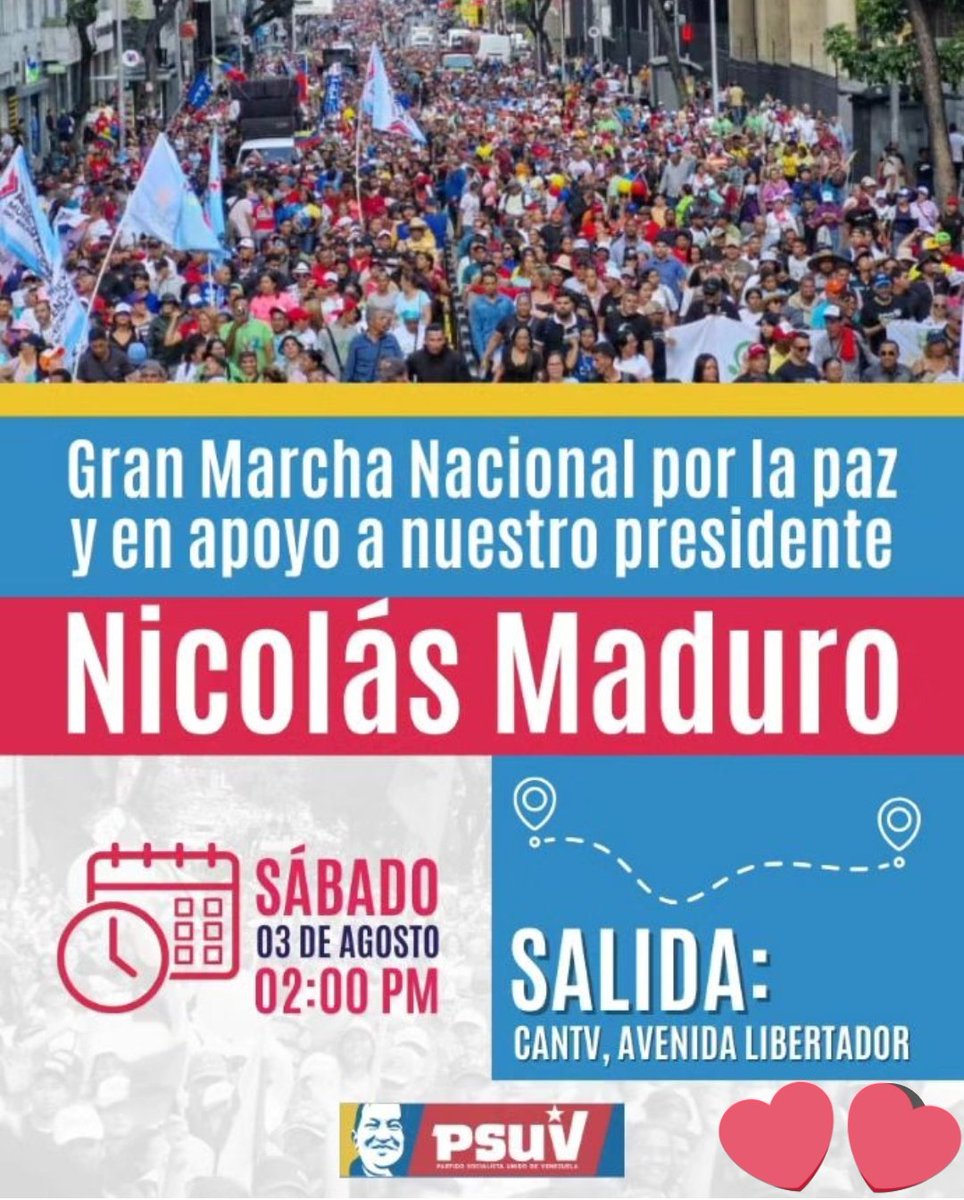 Estradacandanga's tweet photo. ¡Pueblo en las Calles!  
Vamos gente de mi pueblo de #Caracas hoy sábado #3Ago Vamos con alegría a la Ofensiva de la Revolución Bolivariana en apoyo a nuestro Presidente @NicolasMaduro.
#VenezuelaEsPaz
#PaísDeOchoEstrellas
#GeneracionChavezConMaduro https://t.co/cvTr5j5bPR