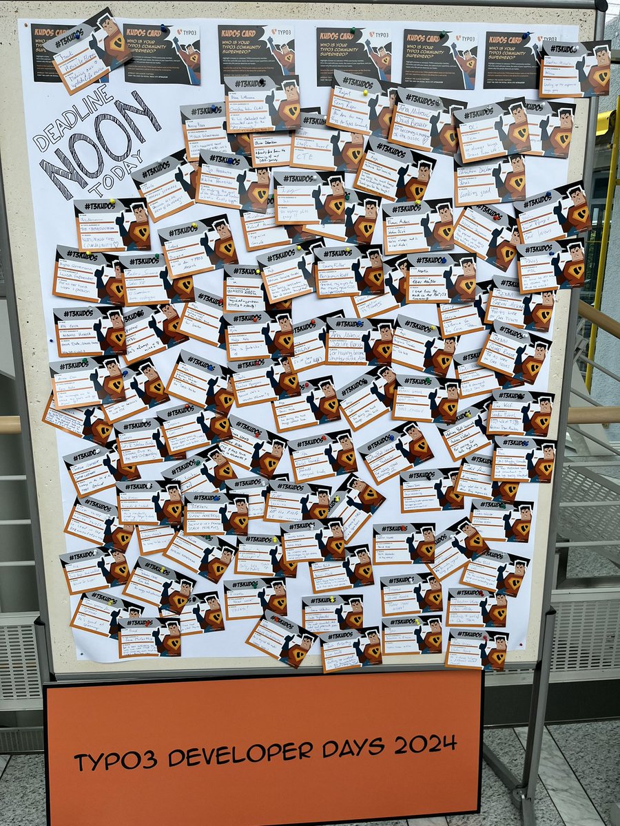 ProvenPudding's tweet image. What a joy! 93 kudos cards were filled in at #t3dd24. Kudos mention means you’re someone’s #TYPO3 superhero and you’re in the draw for a valuable prize and a 3D-printed memory.