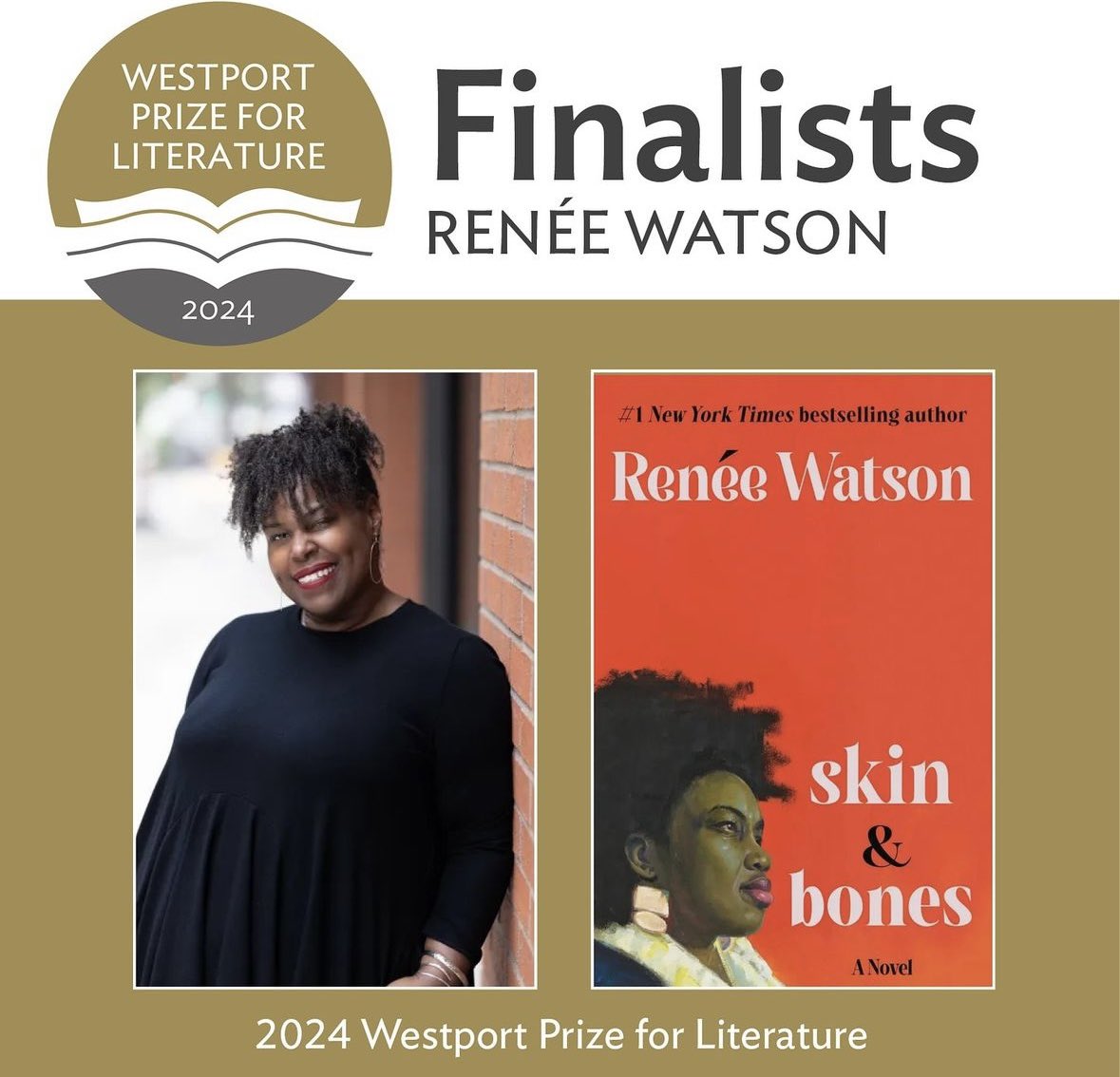 “skin &amp; bones” is a finalist for the 2024 Westport Prize for Literature, awarded annually to honor an original work of fiction that explores issues in contemporary society. I’m in great company with “Freedom is a Feast” by Alejandro Puyana &amp; “How to Read a Book” by Monica Wood
