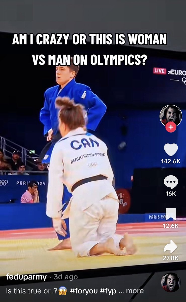 On TikTok, the same narrative which was used for Imane Khelif, a cis female Algerian boxer competing in the Olympics Women’s Boxing, is now being used towards Laura Fazliu who rexently won a bronze medal.

This TikTok post has garnered over 145,000 likes.