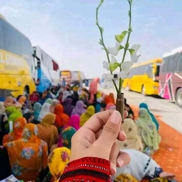 Baloch responded peace to your tyrant actions till now. If Baloch chose bullets in the casing instead of flowers, then you might not remain on this land anymore. Review your policies.
#Balochistan #Gwadar #Baloch
#بلوچ_راجی_مُچی
#GwadarIsUnderSiege
#BalochaNationalGathering