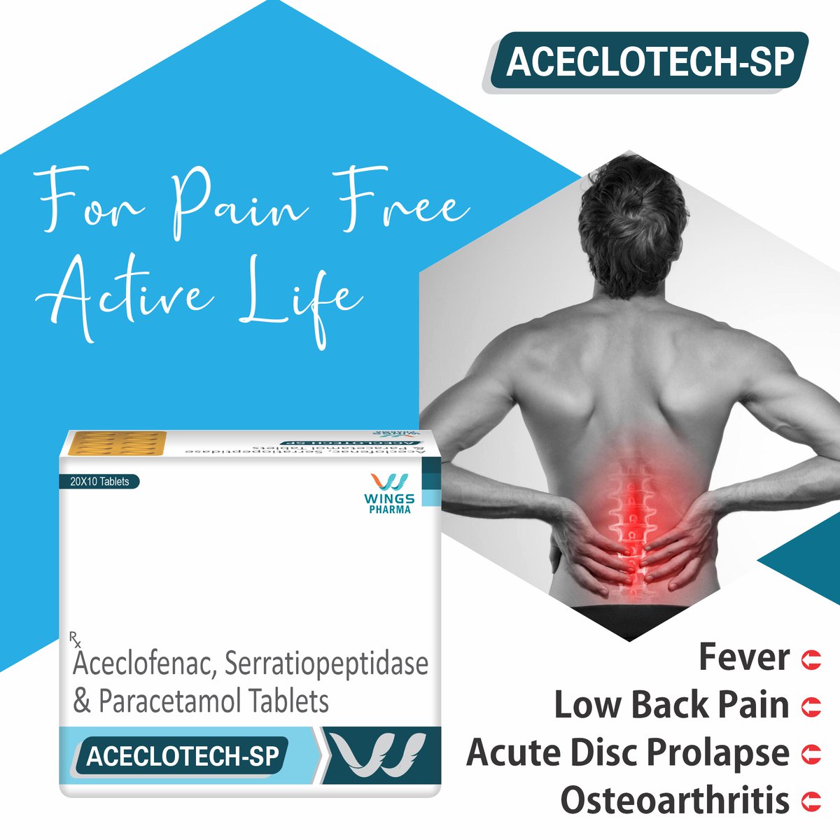 aceclotech's tweet photo. Experience relief from a range of discomforts with Aceclotech-SP. Whether it's fever, low back pain, acute disc prolapse, or osteoarthritis, trust in this versatile solution to ease your woes. Embrace comfort, embrace #AceclotechSP.

#PainFreeLife #Aceclofenac #Aceclotech https://t.co/d5DkQUNhLq