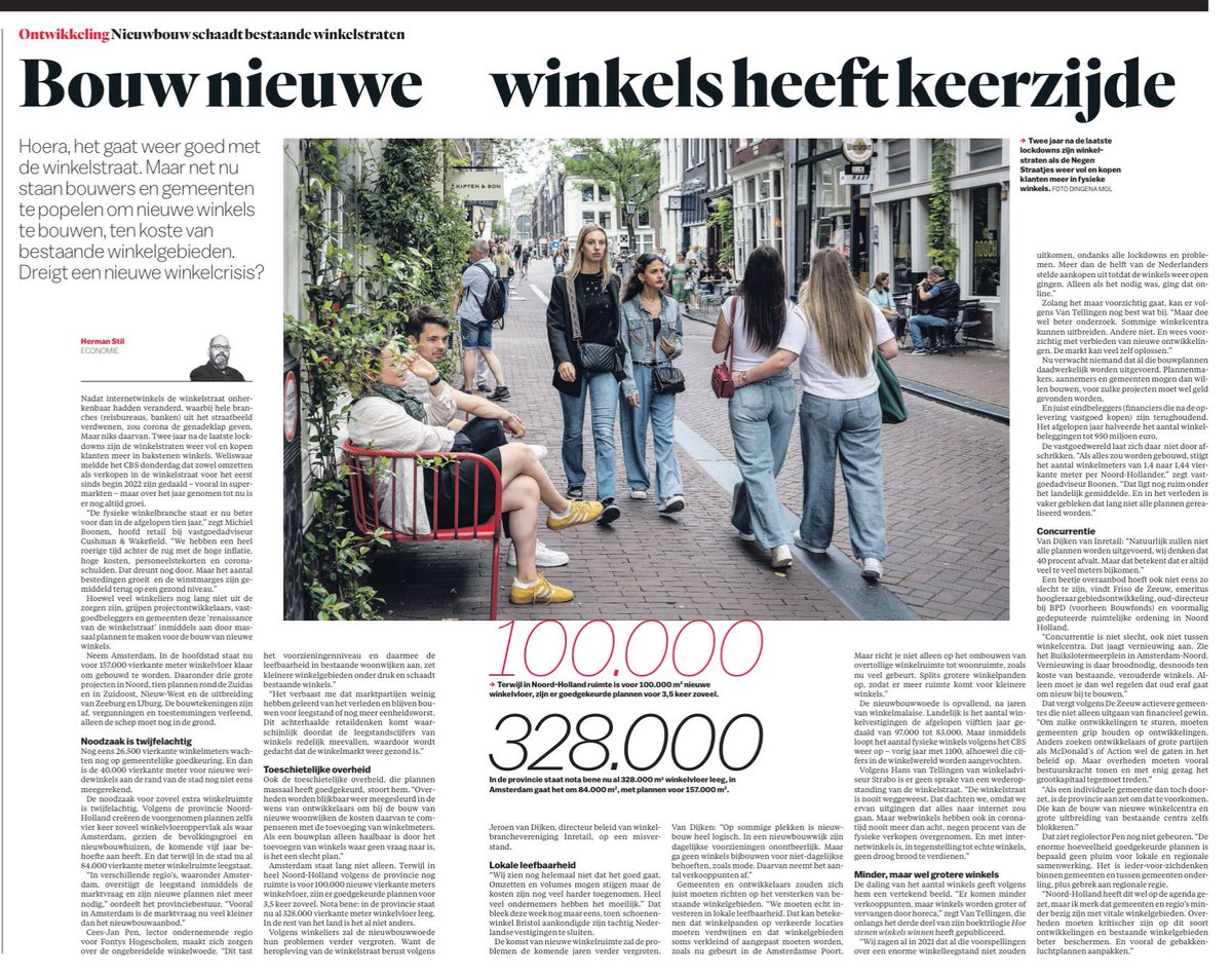 Grote zorgen over bouwen voor winkelleegstand. Duiding <a href="/Fontys/">Fontys</a>. Met de winkelstraat gaat het goed, maar dan moeten we niet allemaal nieuwe winkels bijbouwen <a href="/parool/">Het Parool</a> #HermanStil <a href="/INretail/">INretail</a>
