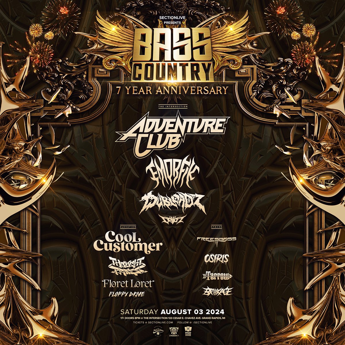 Tonight at <a href="/sectionlive/">The Intersection</a>! SectionLive present <a href="/BassCountryMI/">BassCountryMI</a> 7 Year Anniversary powered by <a href="/RoninChicago/">Ronin Productions</a> and Hennessey Sound Design.