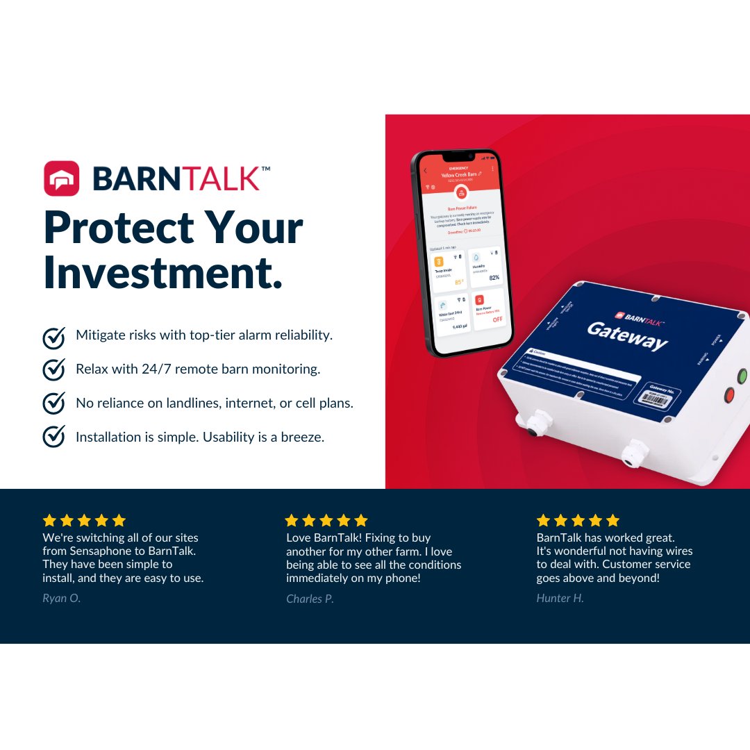 Secure your barns effortlessly with top-tier alarm reliability and  24/7 remote monitoring. No landlines or internet required ---Simple installation and easy to use. 🙌 #BarnTalk