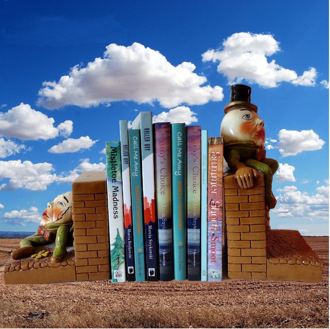Books for kids 8+ up in hardcover and paperback! ROLLER BOY, CALL ME AMY, AMY'S CHOICE + several anthologies that include my stories. Displayed in my favorite #vintage Humpty Dumpty bookends!🥰#kidlit #writerslife #childrensbooks #mgbooks <a href="/Fitzroy_Books/">Fitzroy Books</a> <a href="/RegalHouse1/">Regal House Publishing</a> <a href="/LuminisBooks/">Luminis Books</a>