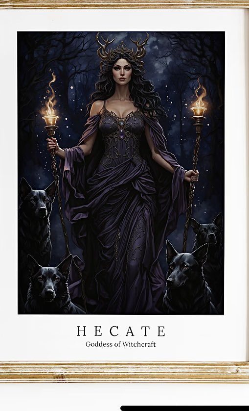 ScorpioLisaM's tweet photo. #GoddessHecate art by GoddessGrimoireStore, on Etsy. #Hecate #HailHecate #DayOfHecate #GuardianOfTheCrossroads #thelightbringer #KeeperOfTheKeys #WomenEmpowerment #dogs #spiritanimals https://t.co/V4DDXaVJsS