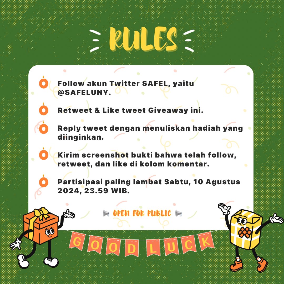 SAFELUNY's tweet photo. Hello, everyone! 

‼️ GIVEAWAY ALERT ‼️ 

This year is SAFEL's 20th Anniversary!! 
Untuk merayakan 20 tahunnya SAFEL, kita akan ada GIVEAWAY SAFEL akan membagikan hadiah kepada *3 orang* beruntung. Hadiahnya WOW banget loh 😲

Giveaway ini terbuka buat umum yaa! 😋👍 https://t.co/tSYH8twgzA
