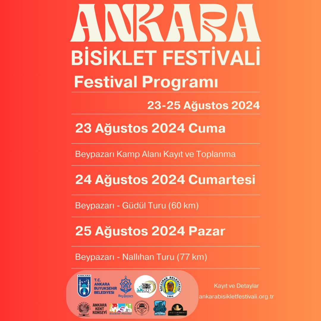 Arkadaşlar bu yıl ilkini düzenleyeceğimiz Ankara Bisiklet Festivaline tüm bisikletlileri bekliyoruz. Kayıt ve diğer tüm detaylara web sitemiz, broşür ve kitapçıktan ulaşabilirsiniz.
Bu keyfi festivalde buluşmak dileğiyle...

Bisiklet Meclisi

Detaylar:
ankarabisikletfestivali.org.tr