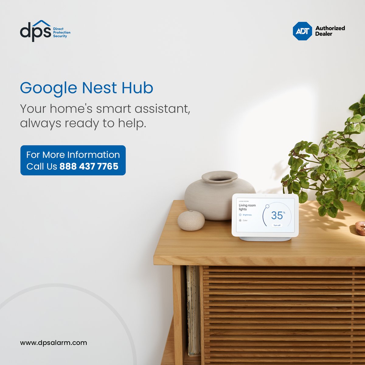 dpsalarm's tweet image. The Google Nest Hub makes your home smarter. With it, you can control your smart home devices, get answers to your questions, &amp;amp; enjoy your favorite music &amp;amp; videos, all with just your voice.
 Visit:  dpsalarm.com/products/googl…  #googlenesthub #homesecuritydevice