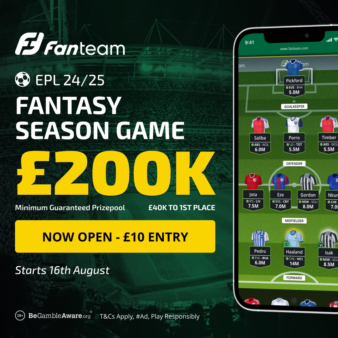 🎟 EPL Ticket Giveaway Day 2/10!  🎟

5 tickets for our £200K EPL Regular Season Game! 

𝗧𝗢 𝗘𝗡𝗧𝗘𝗥

✅ FOLLOW <a href="/FanTeamOfficial/">FanTeam</a>
👍 LIKE
♻️ RT
⬇️ DROP YOUR FANTEAM USERNAME AND YOUR SCORE PREDICTION FOR TONIGHT'S MAN CITY V CHELSEA FRIENDLY

#FPL #EPL #SKYFF #Sorare