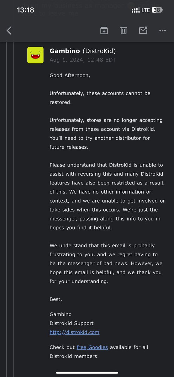Alutahitss's tweet photo. I recommend Ditto Music over DistroKid because of recent issues with DistroKid allegedly treating users unfairly @DistroKid  @Dittomusic  is good over you guys https://t.co/AxkRVmSNSp