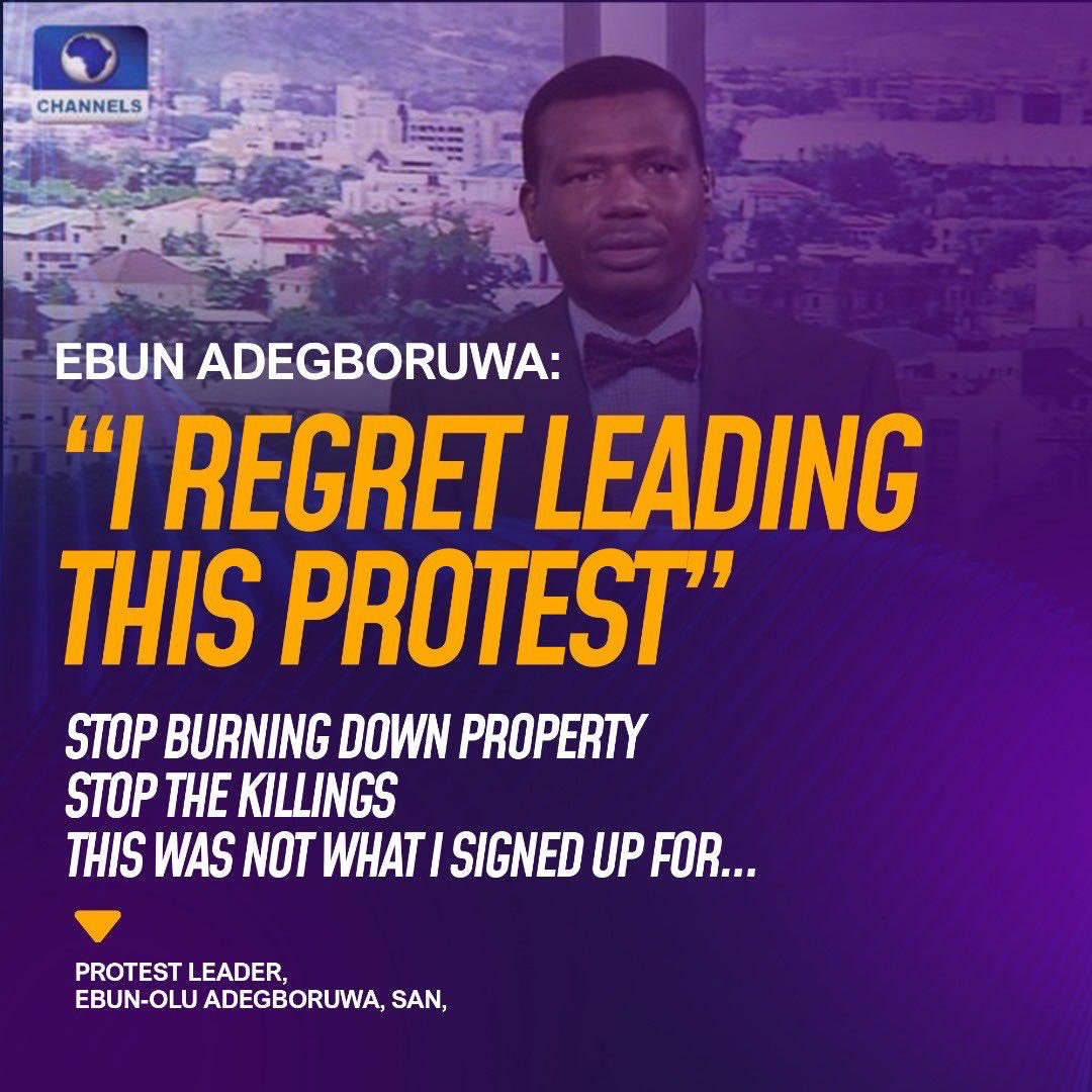 Fake News!!!

I never said this anywhere at all. And it is not in any of the social media platforms or Channels TV.

Obviously there are elements working to cause disaffection.

I could not be a protest leader because I did not start the protests. I only made an appeal to the