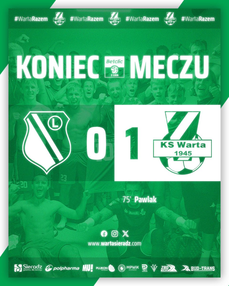 Trzy punkty na inaugurację! 💪💪💪

✅ Legia II Warszawa - Warta Sieradz 0️⃣:1️⃣
⚽ 75' Wojciech Pawlak (🅰️ D. Ślesicki)

#WartaRazem! 🟩⬜🟩