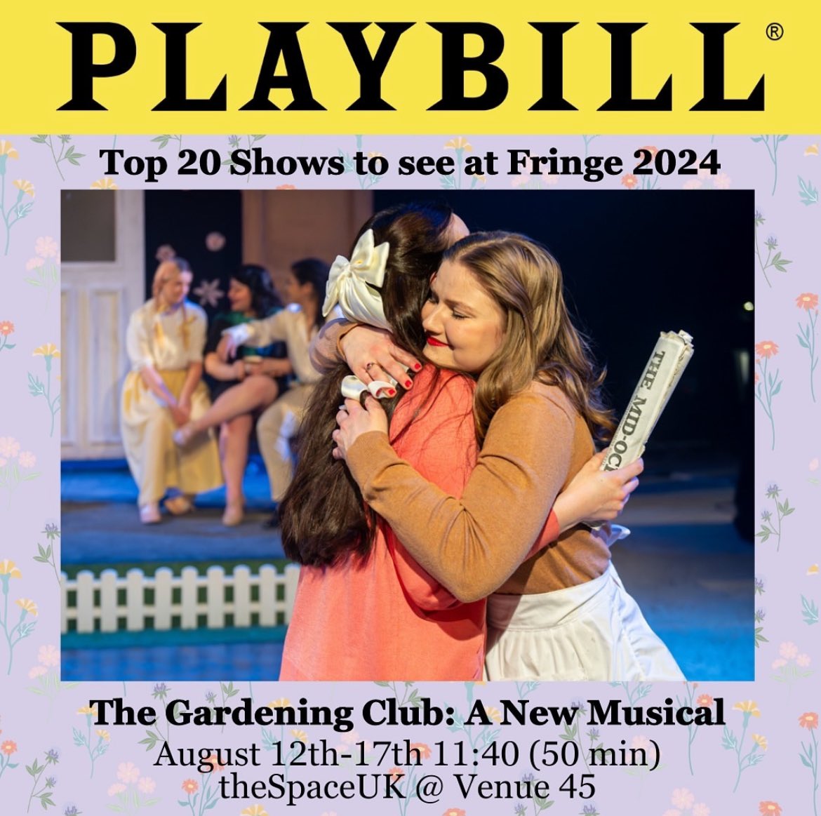 Out of nearly 4,000 Fringe shows, The Gardening Club was selected by <a href="/playbill/">Playbill</a> for their top 20 shows to see!! 💐 We are absolutely honoured to have been recognized by Playbill for a second time!  You can read the full article here: playbill.com/article/20-sho…

#playbill #newmusicals