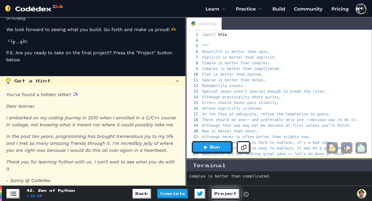 silvyethcode's tweet image. Zen of Python 🐍 #CodedexZenOfPython @codedex_io