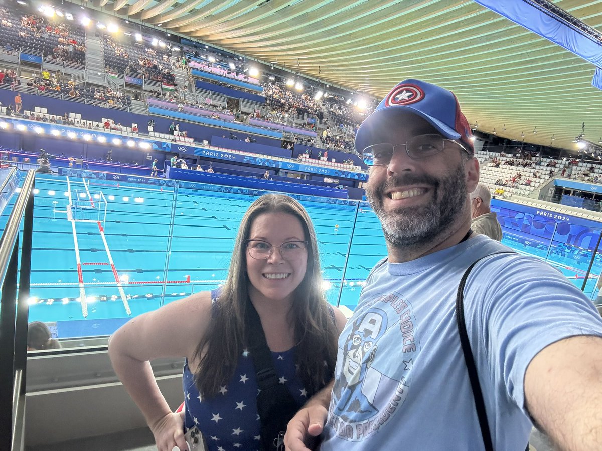 About to see #TeamUSA take on Montenegro in #waterpolo . #Paris2024