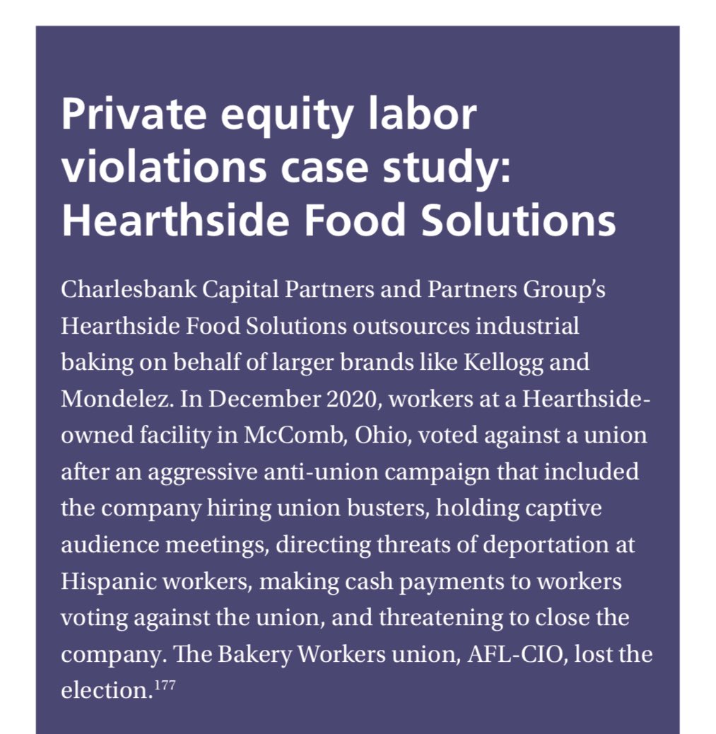 Kudos to <a href="/AFTunion/">AFT</a> for their work on this detailed private equity and labor standards report: aft.org/sites/default/…

See case study on Charlesbank &amp; <a href="/partnersgroup/">Partners Group</a>—private equity holders of Hearthside (HFS) where BCTGM activists have been addressing worker concerns for decades.