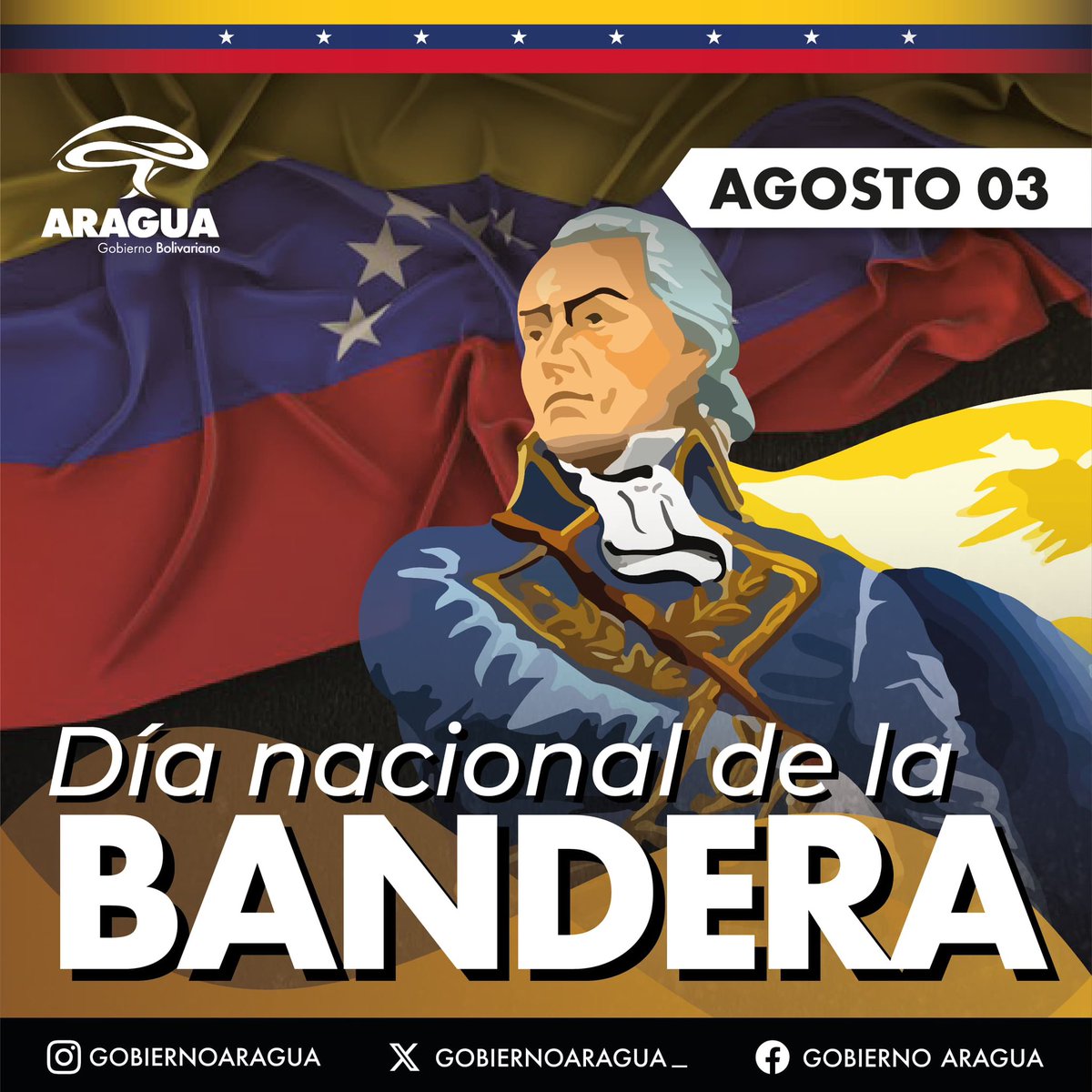 🇻🇪 Hoy celebramos el Día de la Bandera Nacional de Venezuela, en conmemoración de la primera vez que el Generalísimo Francisco de Miranda desembarcó en la Vela de Coro en su Expedición Libertadora y ondeó la bandera tricolor en el país por primera vez. #PaísDeOchoEstrellas