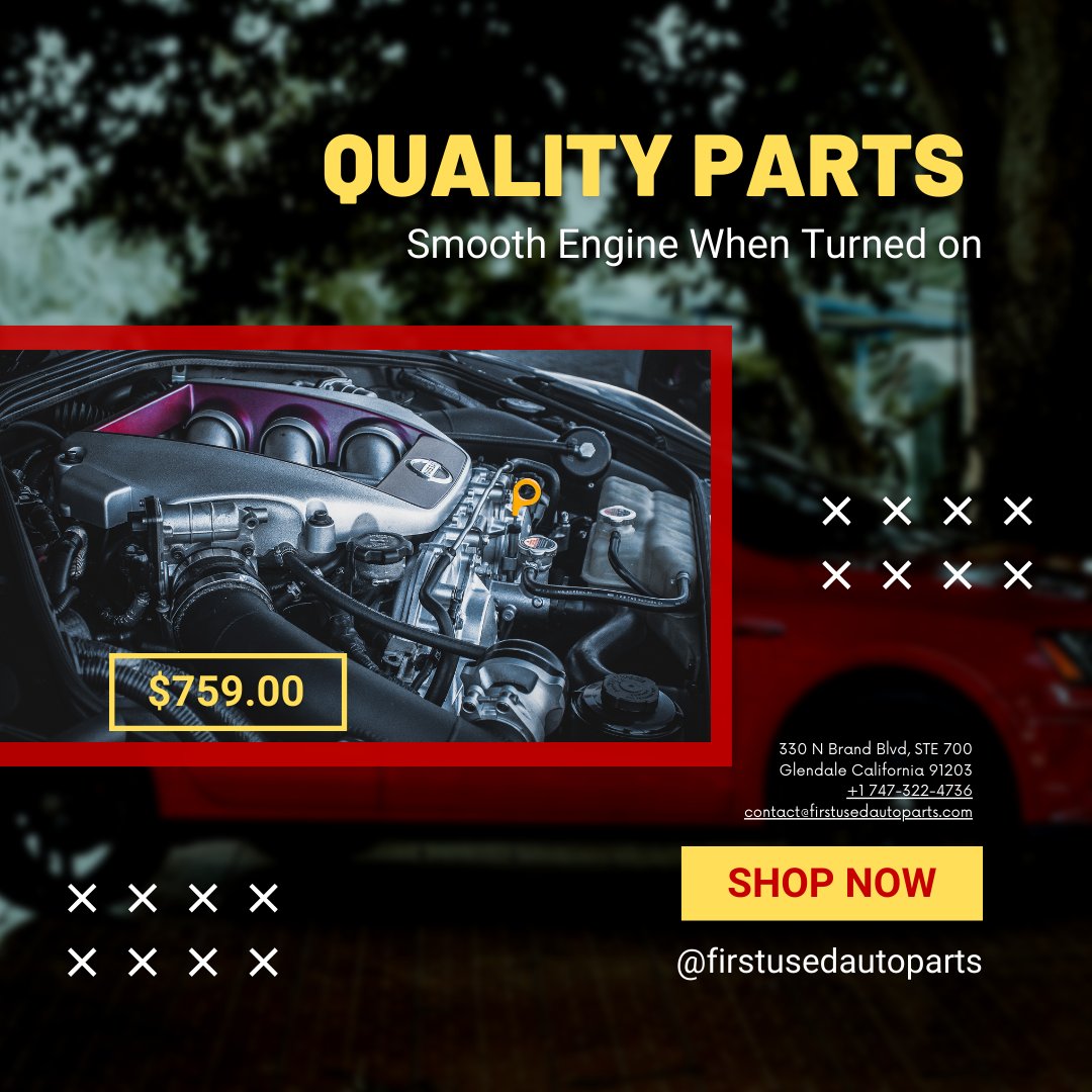 parts54611's tweet image. Get a top-quality Nissan engine for just $759.00. Shop now and keep your ride running smoothly!

📍 330 N Brand Blvd, STE 700, Glendale, CA 91203
📞 +1 747-322-4736
📧 contact@firstusedautoparts.com

#NissanEngine #QualityParts #SmoothEngine #FirstUsedAutoParts #GlendaleCA