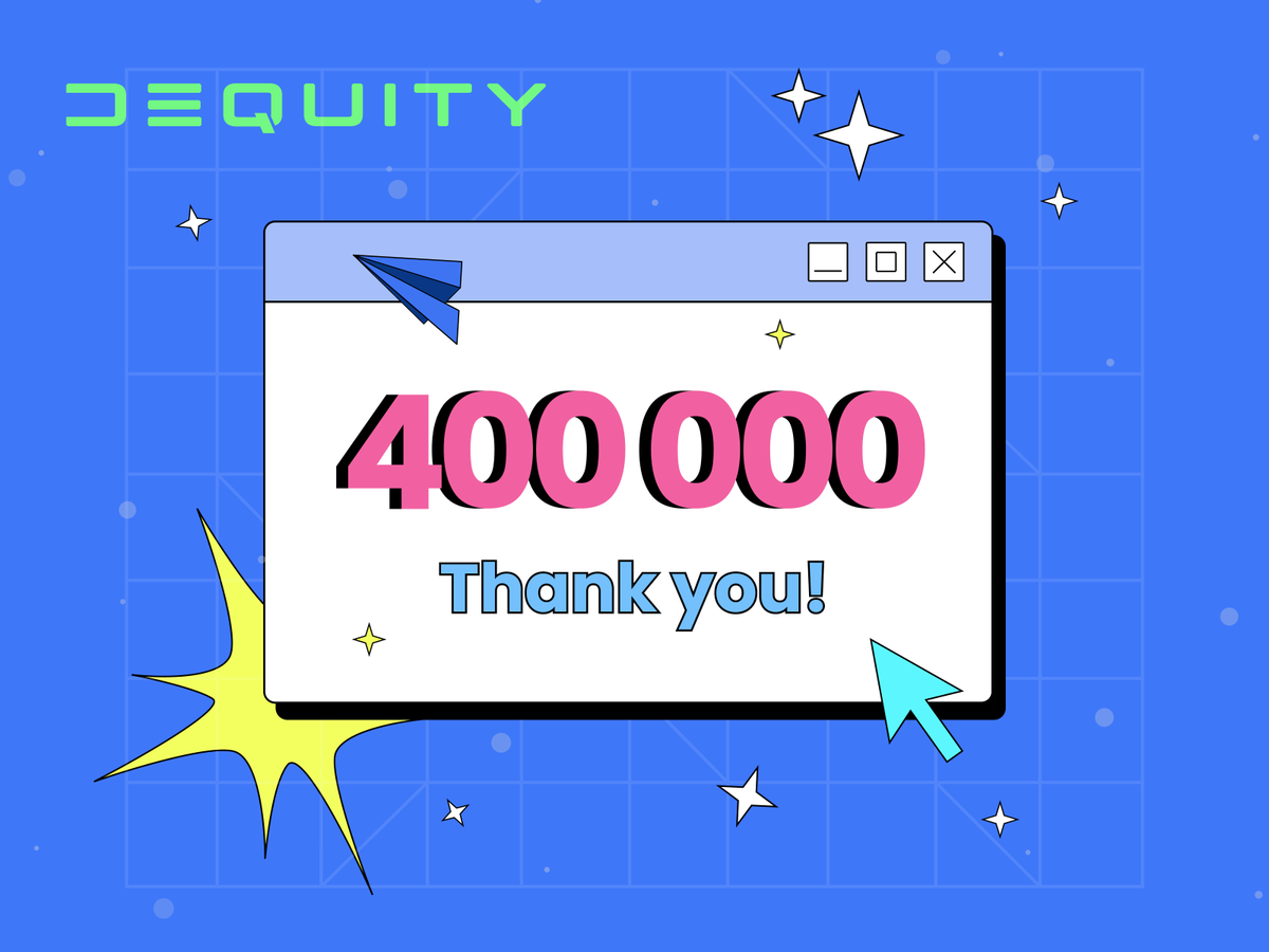 Another great milestone in our Telegram community - 400,000 followers! This achievement is all thanks to YOU - our passionate and dedicated community members! ❤️

Stay tuned to our updates, a lot of exciting features are coming!

t.me/dequity👈