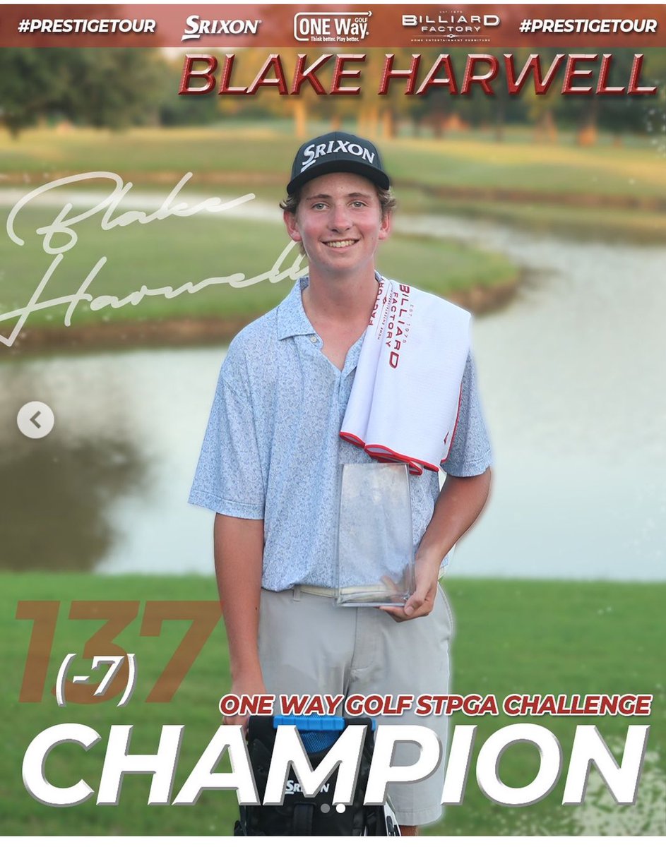 ccwildcatgolf's tweet photo. Great job Wildcat Senior Blake Harwell as he finishes in 1st place 🥇 at the Prestige Tours STPGA Challenge @ Blackhorse GC⛳️ Great 2 days of play shooting rounds of 67 &amp; 70!!  #WildcatPride #TrustIt  #SummerFun ⛳️ https://t.co/ARq35Eq01k