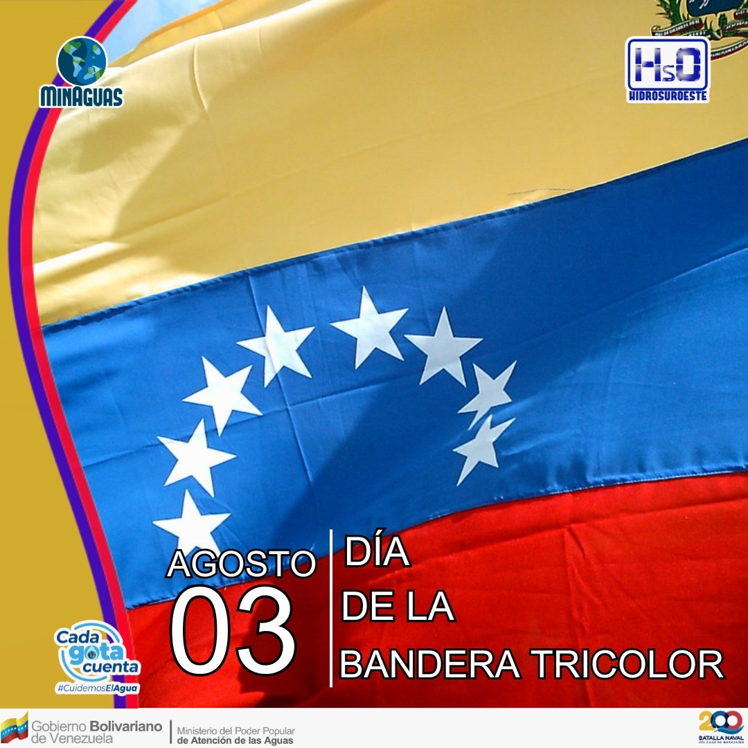 #03Agos Día de la Bandera Nacional 

En 1806 el generalísimo Francisco de Miranda iza por primera vez nuestro estandarte de patria independiente. 

“Bandera revolucionaria en justicia a la historia verdadera”, dijo el Comandante Chávez.