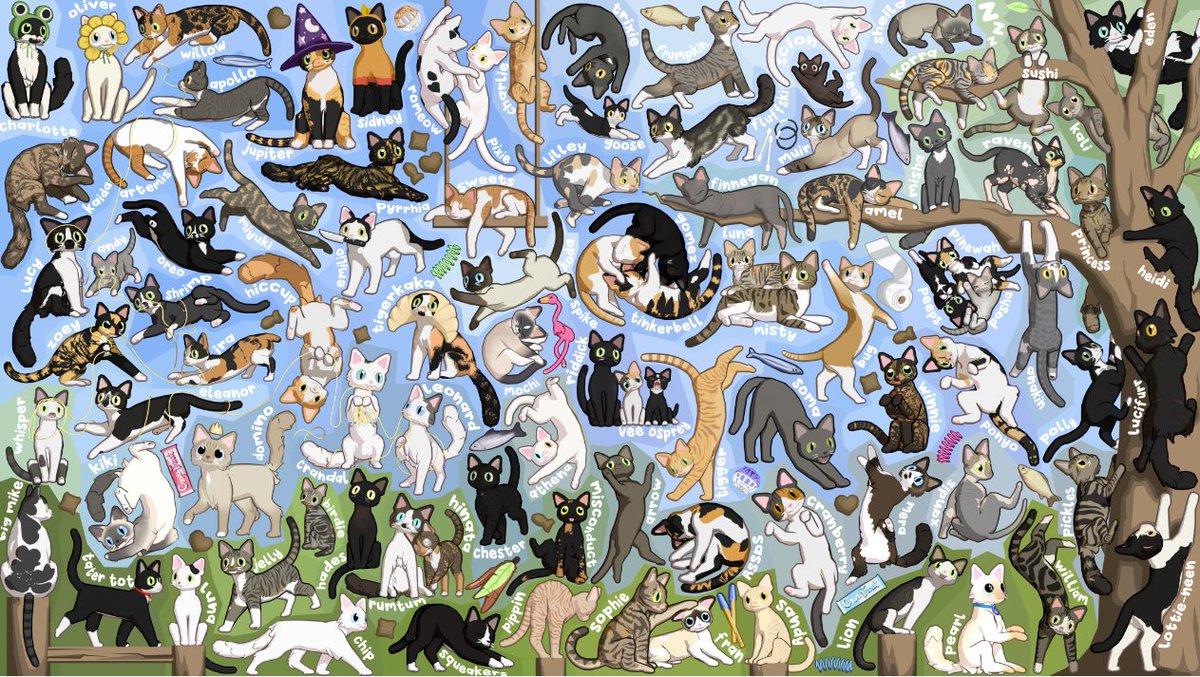ON THAT NOTE

I did finish the mass attack of all pet cats. There's 96 in total

who wants to guess how long this took?

#artfight #blender #3d