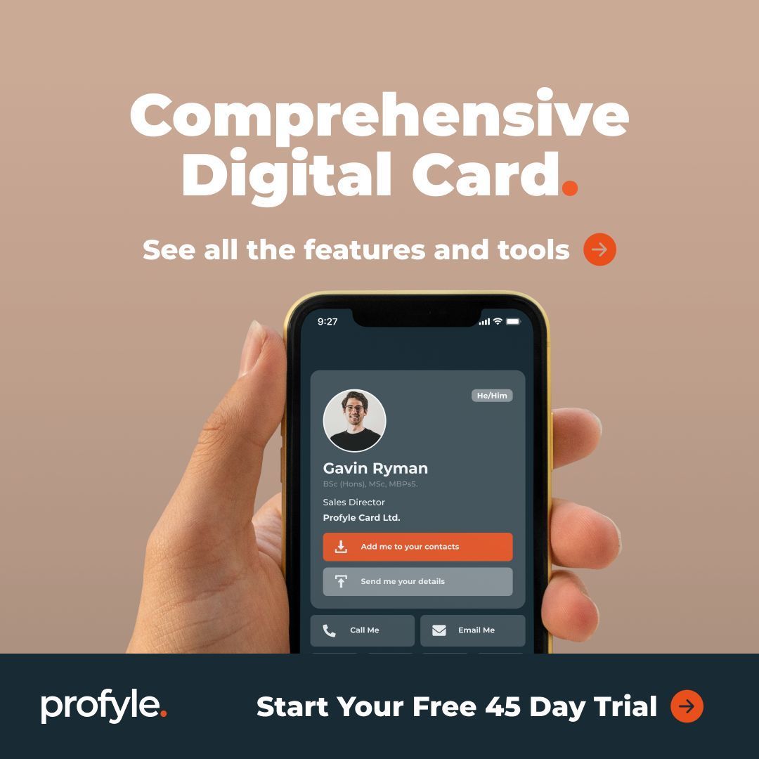 profylecard's tweet image. Discover the most comprehensive digital card on the market! 🌟 See all the features and tools. Start your Free 45-Day Trial today! go.profyle.cards/UeUkL4  #DigitalBusinessCards #Networking #FreeTrial #Innovation