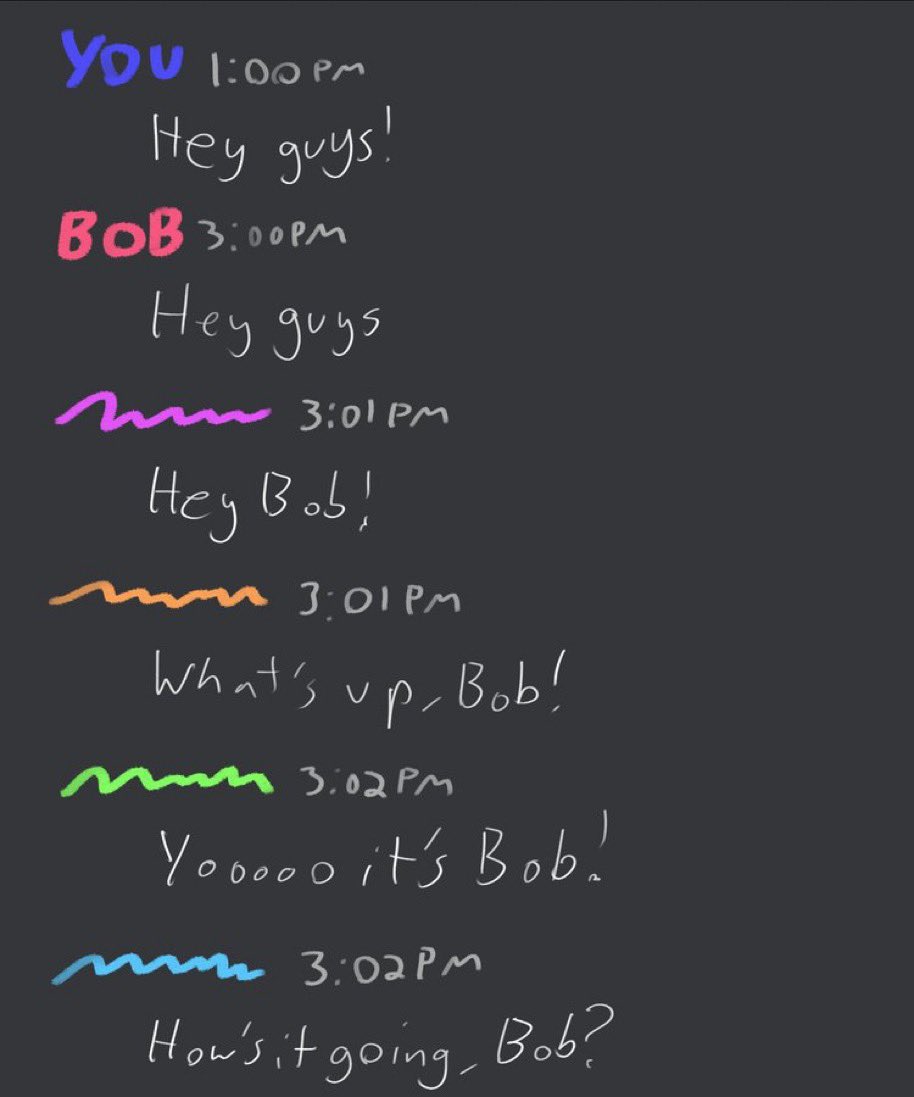 Athenadnd5's tweet photo. how it literally is in every discord server group chat or just chat ive ever been in https://t.co/TlwCyCpDNz