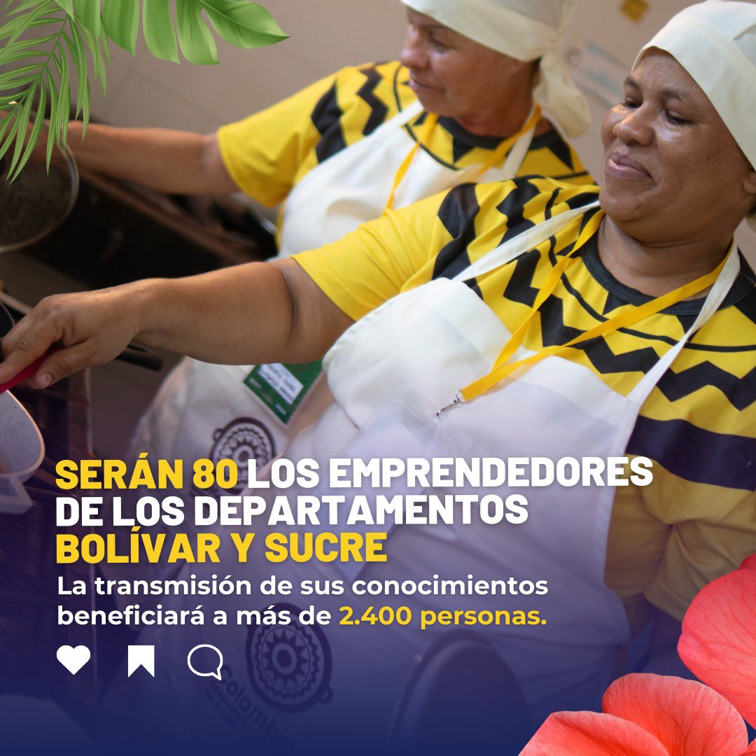 Con el proyecto “Colombia, despensa y cocina de tradición”, queremos fortalecer el tejido social de los emprendedores de los Montes de María: Ovejas y Los Palmitos, a través del rescate nuestra cocina ancestral.