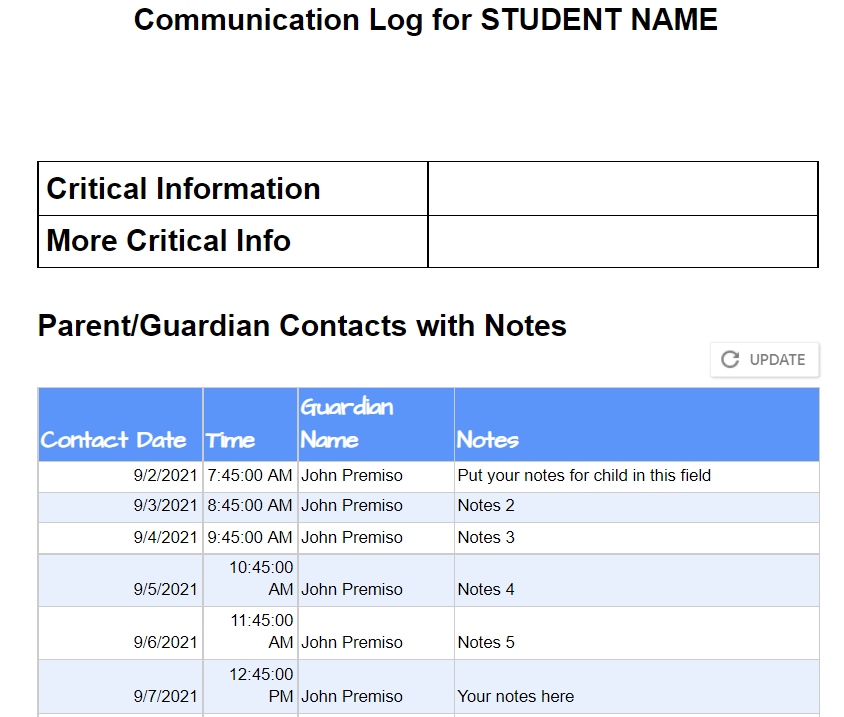 Learn how to use Google Docs, Forms, and Sheets to create an easy-to-update Parent/Guardian Communications Log.📄✉️

sbee.link/am6dgrwkch
#googleteacher #edutwitter #cpchat
