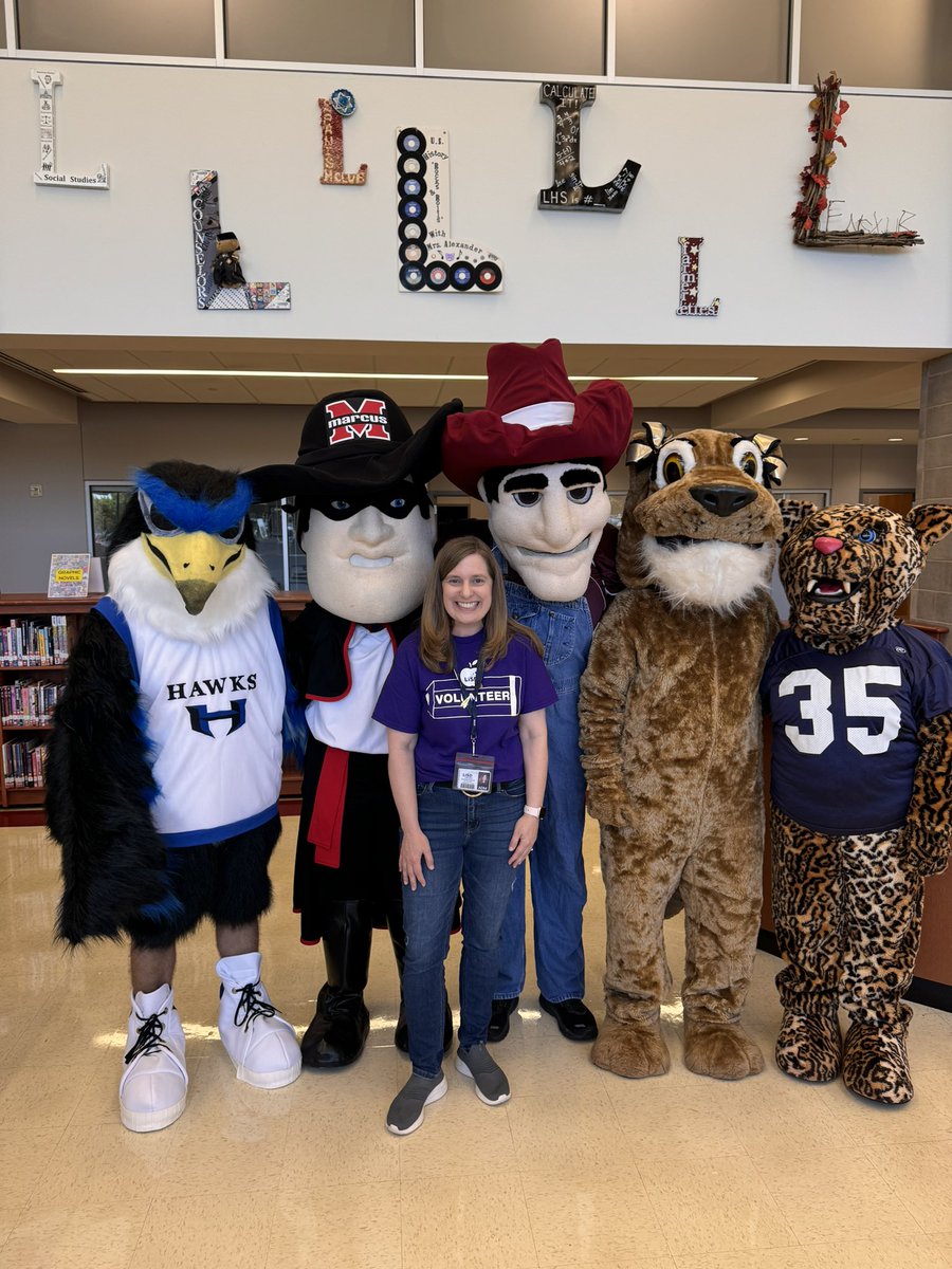 We love <a href="/LewisvilleISD/">Lewisville ISD</a> high school mascots being at the Back To School Fair today!  #OneLISD is better together!