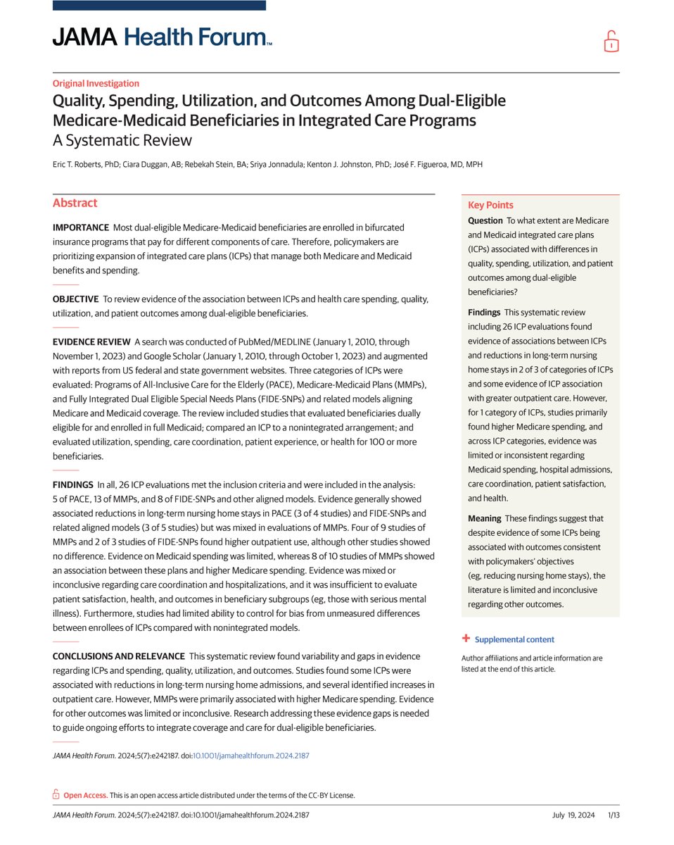 JAMA Health Forum (@jamahealthforum) on Twitter photo This systematic review found variability and gaps in evidence regarding integrated care plans and spending, quality, utilization, and outcomes. ja.ma/3YkR1hN
<a href="/eric_t_roberts/">Eric T. Roberts</a> This systematic review found variability and gaps in evidence regarding integrated care plans and spending, quality, utilization, and outcomes. ja.ma/3YkR1hN
<a href="/eric_t_roberts/">Eric T. Roberts</a>