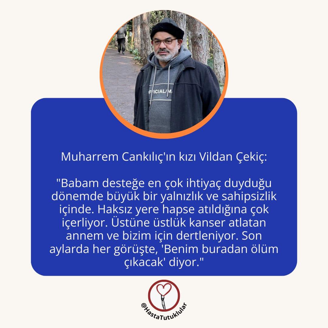 Ağır kalp hastası Muharrem Cankılıç'ın kalbine dört stent takıldı ve cezaevine gönderildi. 

Cankılıç, hakkı olan infaz erteleme kararıyla acilen tahliye edilmelidir.

#erisimengeli
 #instagramı
#SonÇağrı
#GSvBJK 
MuharremCankılıç AcilTahliye