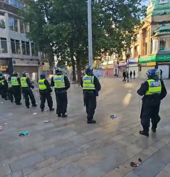 PolitlcsUK's tweet image. Police have now regained control of the town centre after Greggs, Shoe Zone, Lush and other shops were looted