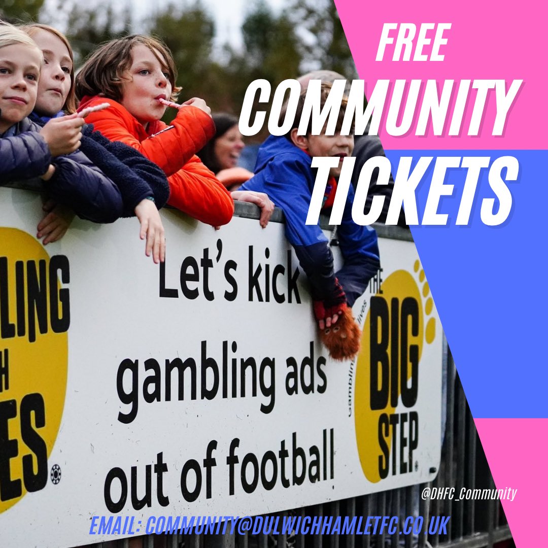 DHFC_Community's tweet image. Community Tickets!

Are you running or do you know a youth group/ organisation that might like to join us at one of our August home fixtures?

Get in touch as we have free tickets available as part of our community ticket scheme!

📧 Email Rob: community@dulwichhamletfc.co.uk