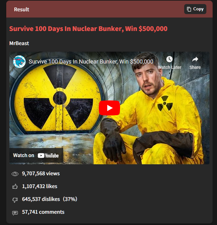 Luo89210755's tweet photo. #MrBeast like to dislike ratio hit hard and is on track to be the most disliked video after @DogPack404's video. Currently 2 hours after posting the video is at 640,000 dislikes. 37% Dislike Ratio, surpassing Baby Shark's 31.7% Dislike Ratio.

*Stats from https://t.co/70XpEpiuXL https://t.co/mDcDvu5tfL