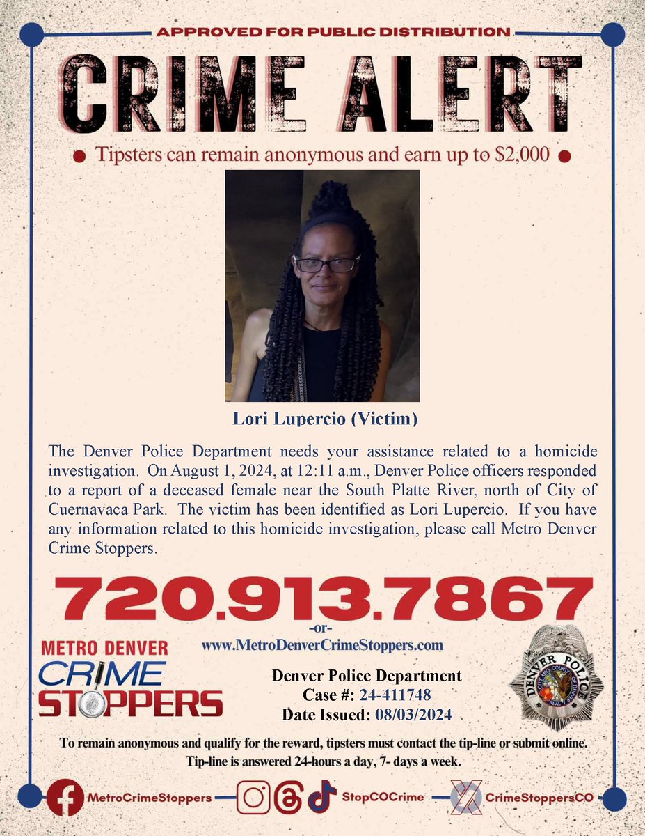DenverPolice's tweet photo. #Denver, do you have information regarding this homicide?  Please share tips with @CrimeStoppersCO at 720-913-7867. Tipsters can remain anonymous and may be eligible for a reward of up to $2,000. https://t.co/y2oOYh2zLv