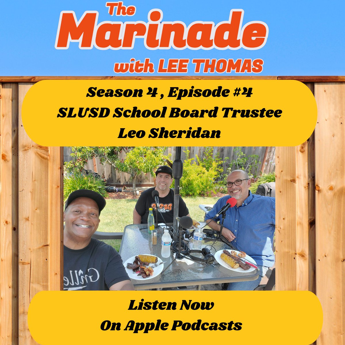Its a beautiful Saturday to relax and listen to the latest episode of The Marinade. We chat politics with #SLUSD Trustee Leo Sheridan and have some fun conversation about school cafeteria food. 
 
podcasts.apple.com/us/podcast/san…

#podcast #sanleandro #school