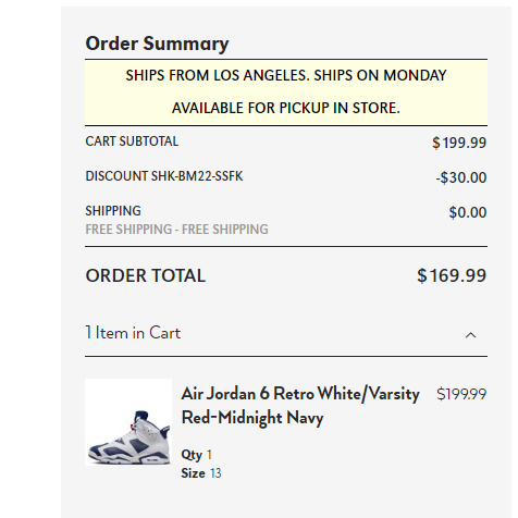 Tylersneaks's tweet photo. AD: $170 AND FREE SHIPPING
Jordan Retro 6 'Olympic'
Use code 10ONIT or SHK-BM22-SSFK

SHOP->https://t.co/5ZeN49H8tx https://t.co/vOmpLj7KDx