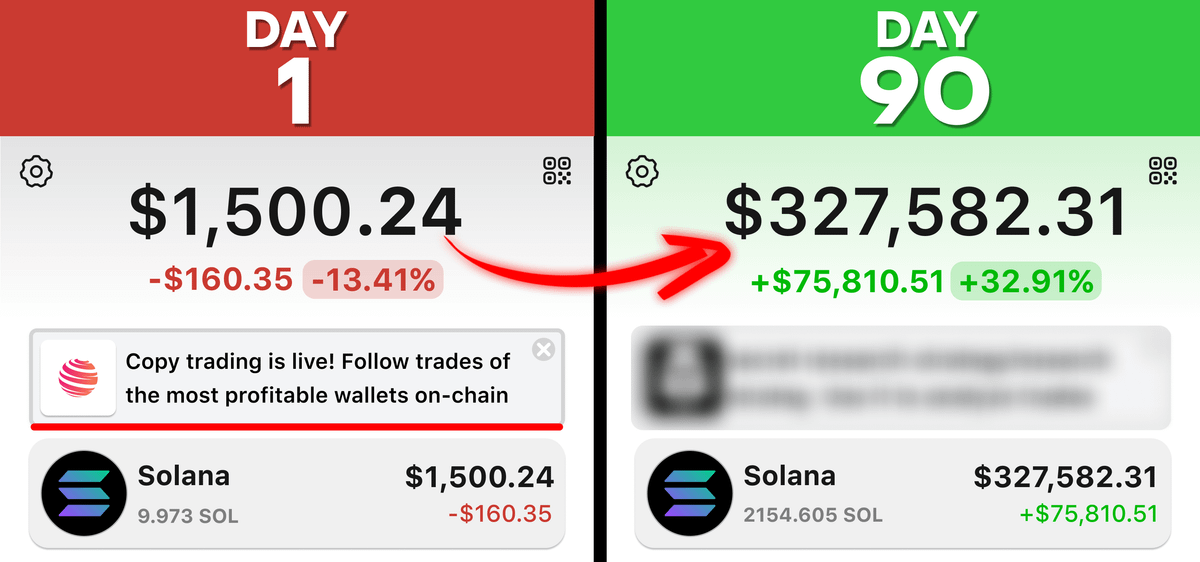 I turned $1,500 into $327,582 in 90 days...

during this time I was copying whales and insiders

I found their secret apps, tools and sniping bots...

here's how to make $70K/month on copy trading 🧵👇