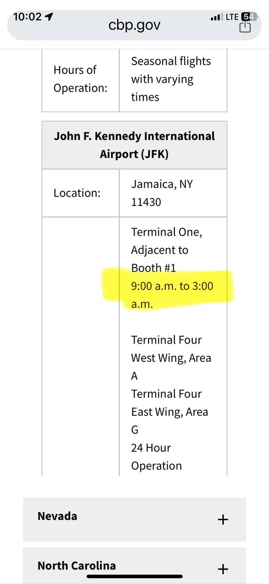 jgleach's tweet photo. @CBP your Global Entry on arrival at JFK needs an update. Interviews at Terminal 1 do not start at 9am as specified. On-site officers state no interviews until noon since as long as they can remember. https://t.co/vd2LLQRj12