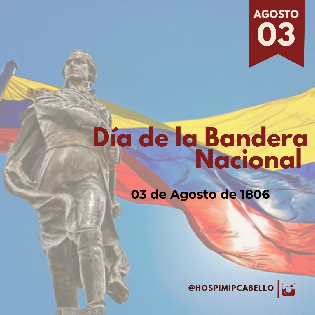 Cada #03AGO se celebra el día de la Bandera Nacional, en honor al Generalísimo Francisco de Miranda que junto a su Expedición Libertadora en 1806 tocó tierra venezolana en la Vela de Coro y ondeó por primera vez en el país la bandera tricolor.
