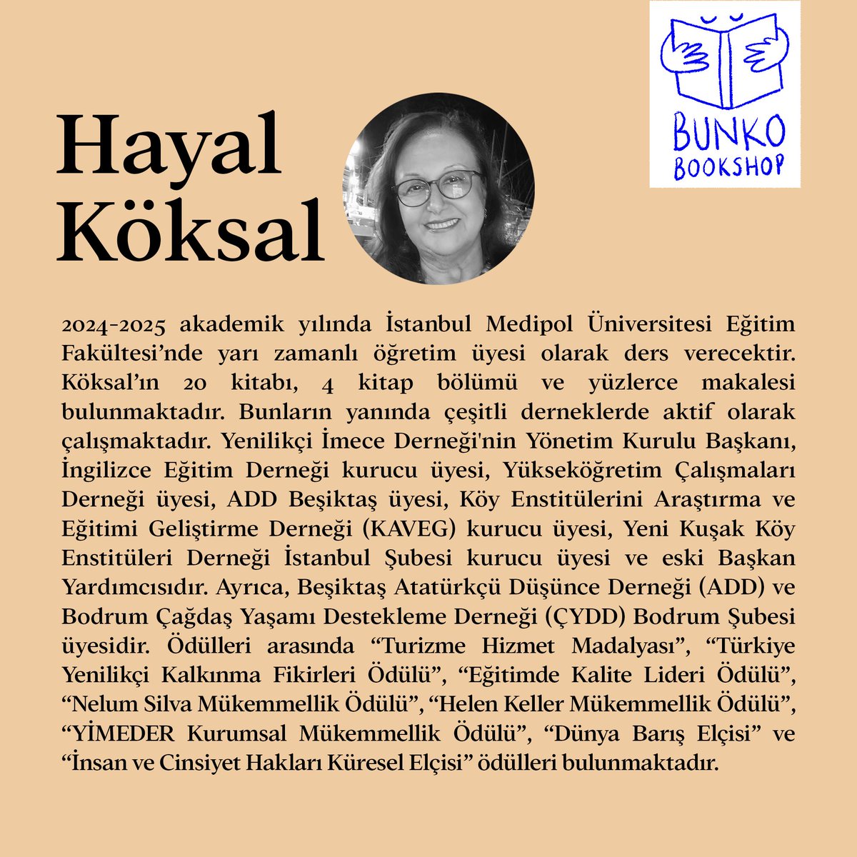 Doç. Dr. Hayal Köksal, bu pazar kitabevimizde siz değerli okurlarla buluşuyor. Hem birebir okurlarıyla, eğitimcilerle ve öğrencilerle söyleşecek hem de "Köy Enstitüleri Sonrası İMECE ile Yeniden Köy Enstitüleri" kitabını imzalayacak. Bu pazar Bunko'da görüşmek üzere! 💙
