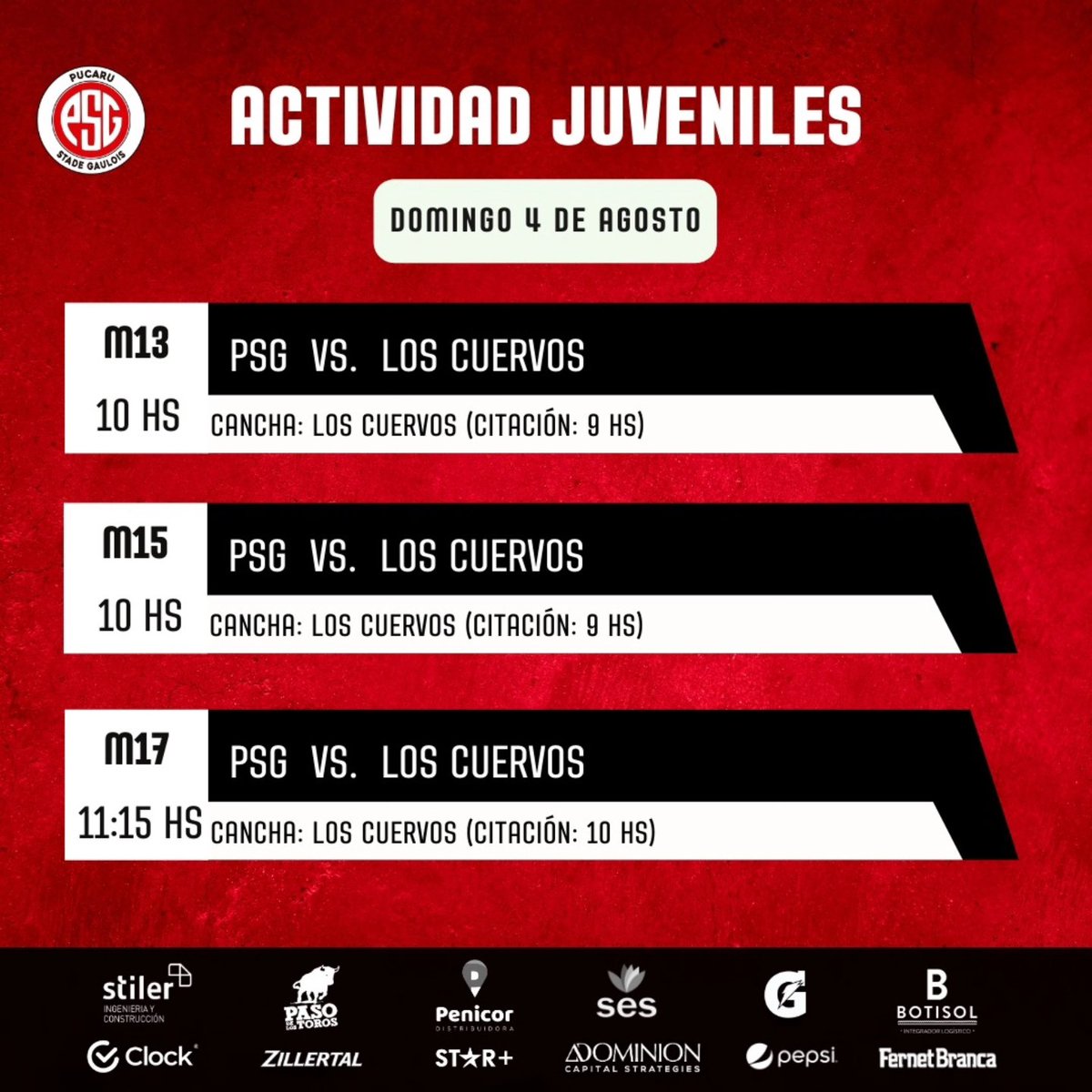 PSG_Rugby's tweet photo. Sábado con gusto a casa 🏡🏉

Primera:
🫱🏻‍🫲🏼 vs. @lobosclubpde - ⏰ 15:45 hs
Inter:
🫱🏻‍🫲🏼 vs. @trouvillerugby - ⏰ 14 hs

🏟️: Campo Liceo Francés 

¡Además, un domingo con toda la acción de Juveniles e infantiles en PSG 🔴⚪🔴! https://t.co/ktyazTYPfx