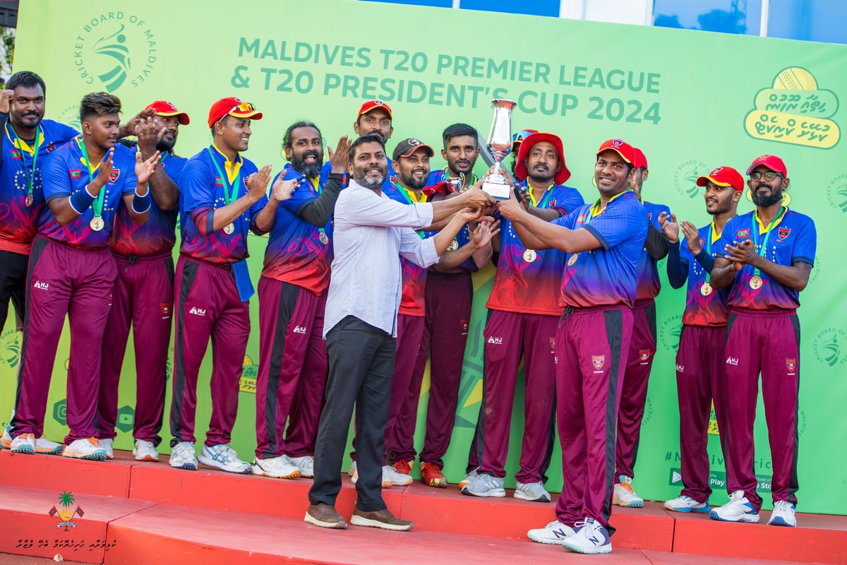 Sports Minister Abdulla Rafiu, attends the final match and closing ceremony of the T20 President's Cup 2024.
Commissioner of Sports Mohamed Tholaal, and State Minister Mohamed Riyaz, were also in attendance to witness the thrilling finale. 
<a href="/maldivescricket/">Maldives Cricket</a>