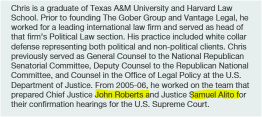 AmericanMuck's tweet image. We filed a complaint against @theamericapac illegal voter registration scheme funded by @elonmusk and lawyer @ChrisKGober. Gober proudly boasts about helping get Roberts and Alito on the USSC. His bio is below. We're sticking our neck out again and hope you'll follow us.